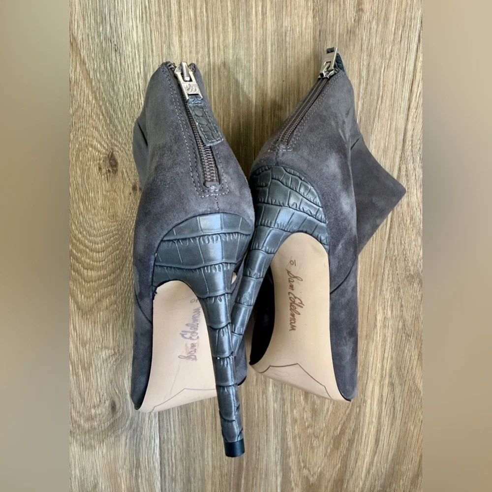Sam Edelman Gray Suede Ankle Booties Size 10 EUC
